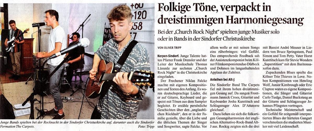 KStA-Artikel zur „Church-Rock-Night“ am 19.06.2018