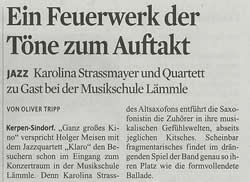 KStA-Artikel zum Konzert Karoline Strassmayer